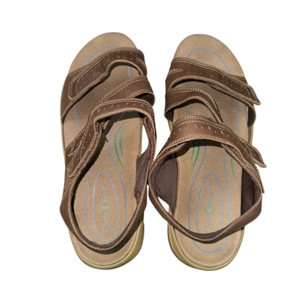 Orthofeet 932 Mens 12D WIDE Brown‎ Leather Adjustable Straps Comfort Sandals